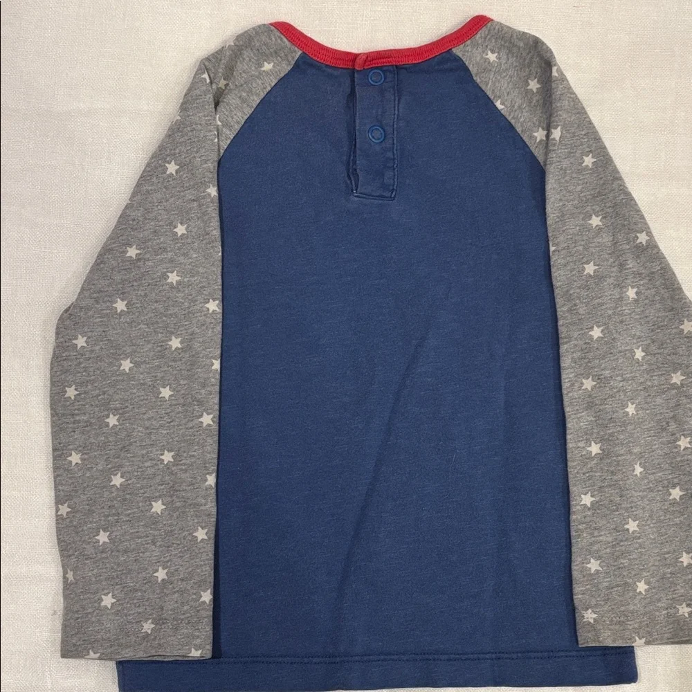 Baby Boden Blue and Gray Star Rocket Long Sleeve Tee - Picture 4 of 4